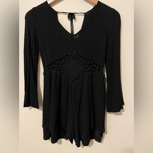 Charlotte Russe Black Long Sleeve Shorts Romper